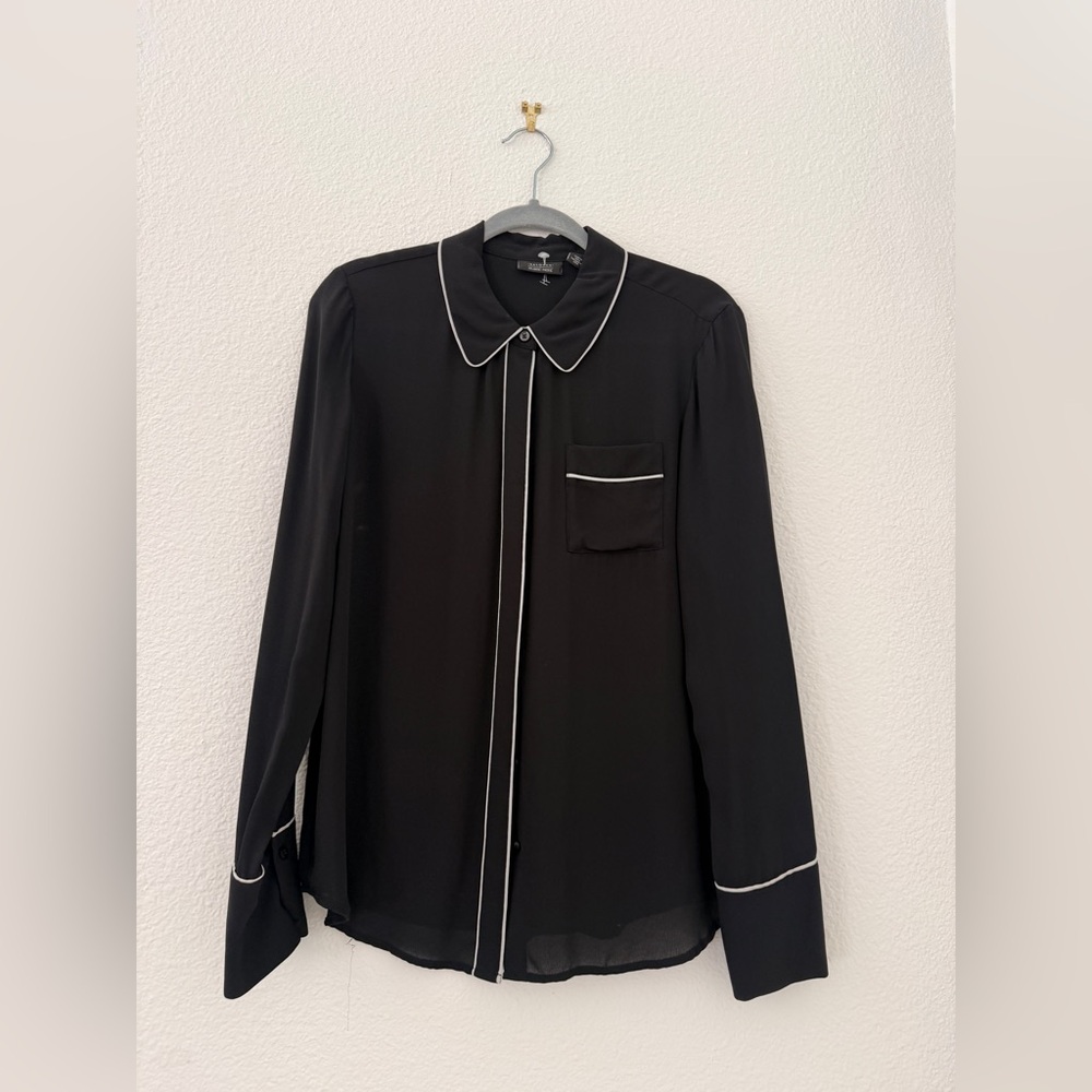 Halogen Black Women’s Shirt with White Trim